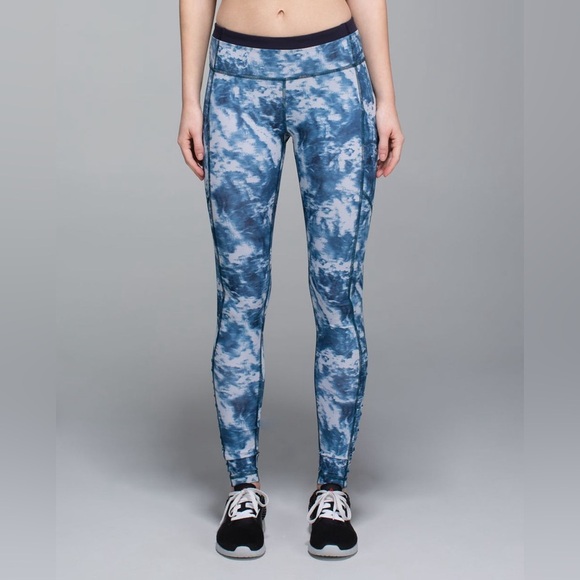 Lululemon Speed Tight III Ruched Ankle Tie Dye Leggings Alberta Lake Blue Size 8 - Picture 1 of 12